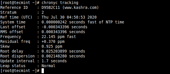 Check Chrony Synchronizing Status