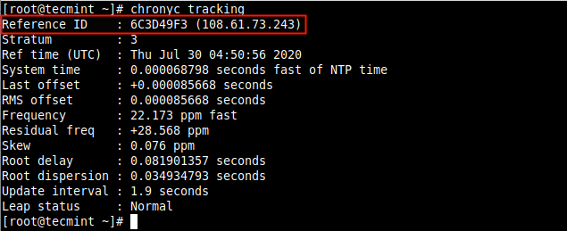 Display Chrony Tracking