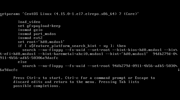 CentOS 7 Boot Configuration