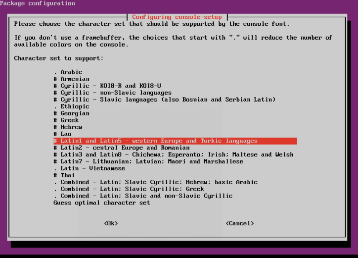 Choose Character Set in Ubuntu