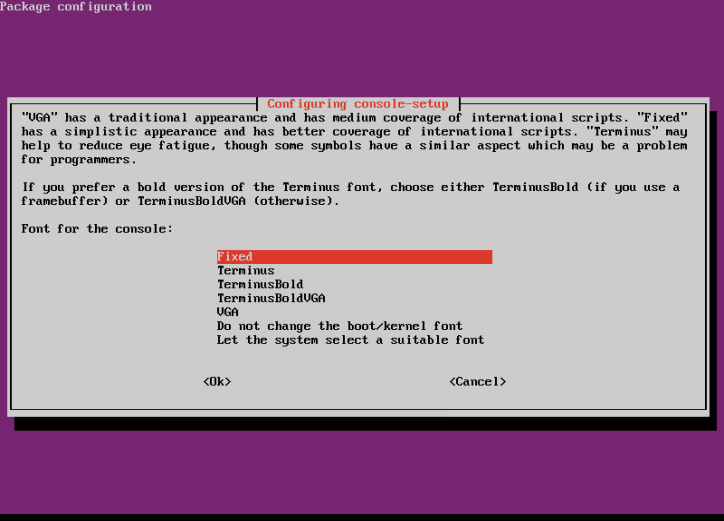 Choose Console Font in Ubuntu