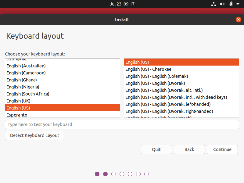 Choose Keyboard Layout