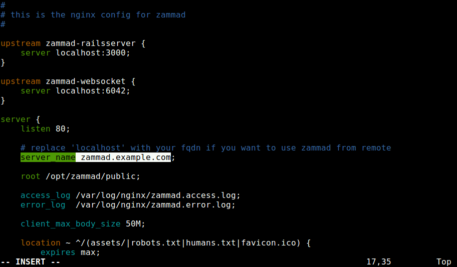 Configure Nginx for Zammad