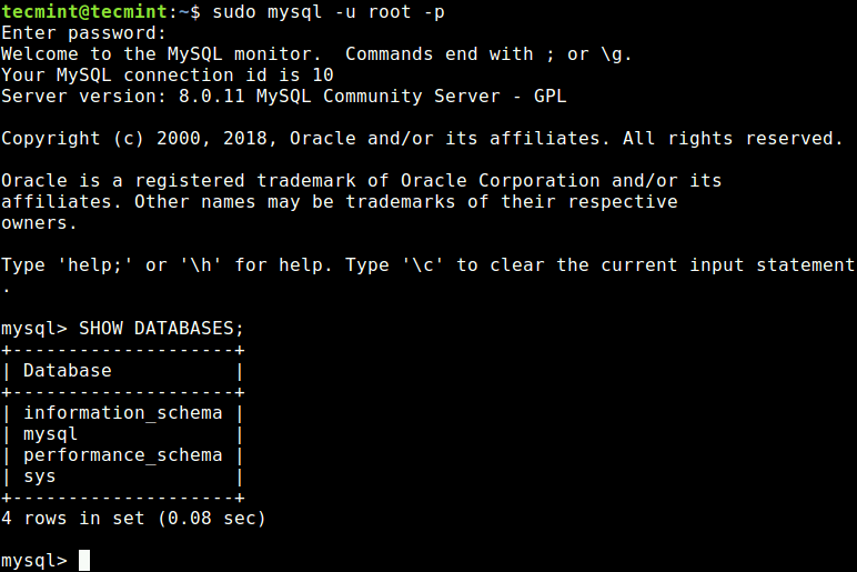 Connect to MySQL Server