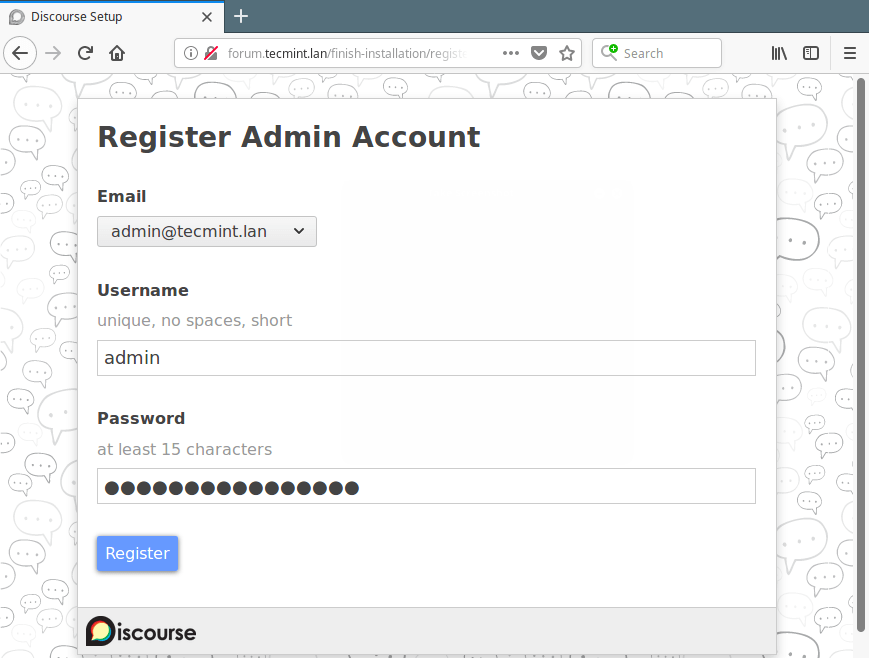 Create New Discourse Account