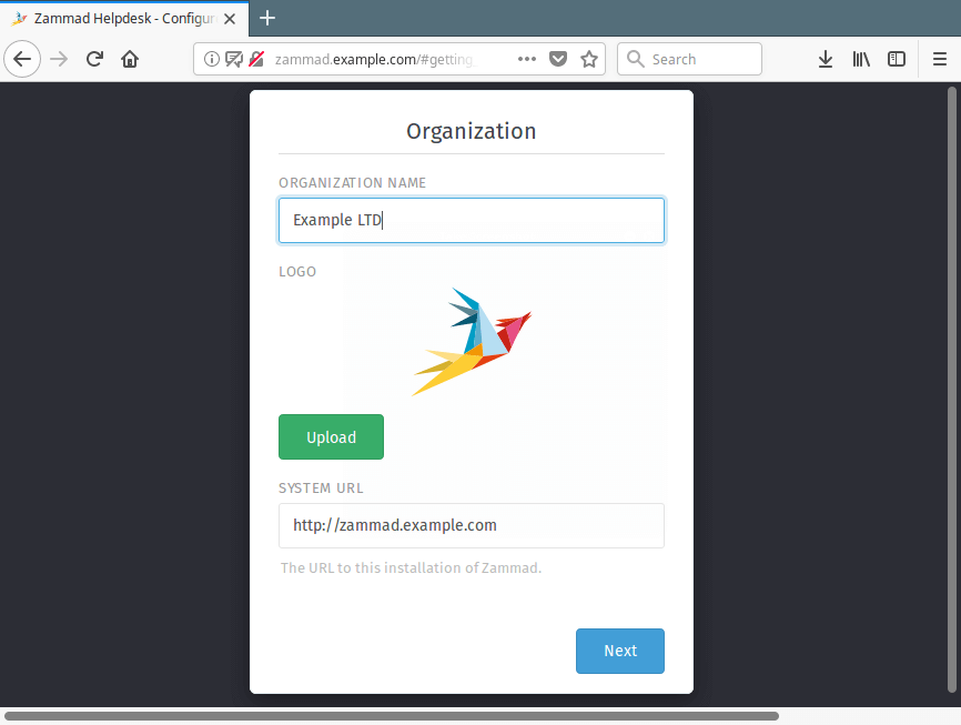 Create Organization in Zammad