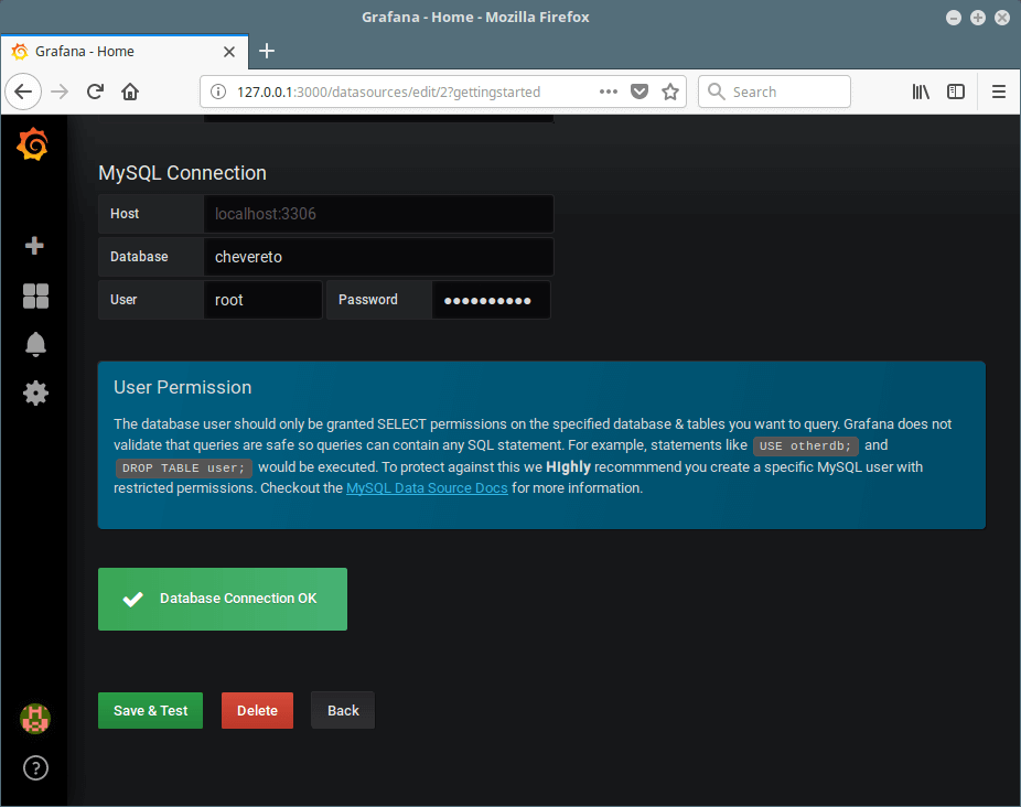 Grafana Data Source Connection