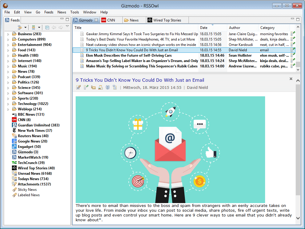 RSSOwl Feed Reader for Linux