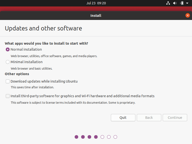 Seleccione el tipo de instalación de Ubuntu 