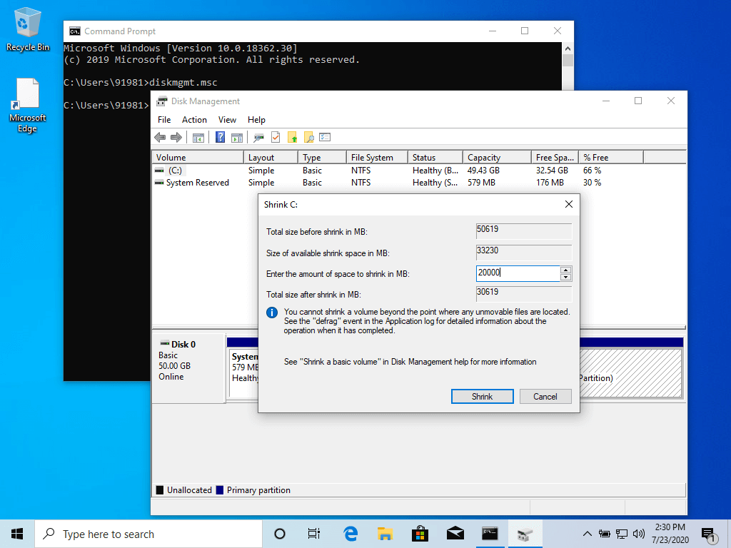 Shrink Windows Partition