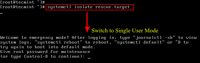 Single User Mode in CentOS 7