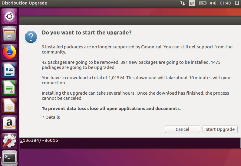 Start Ubuntu Upgrade