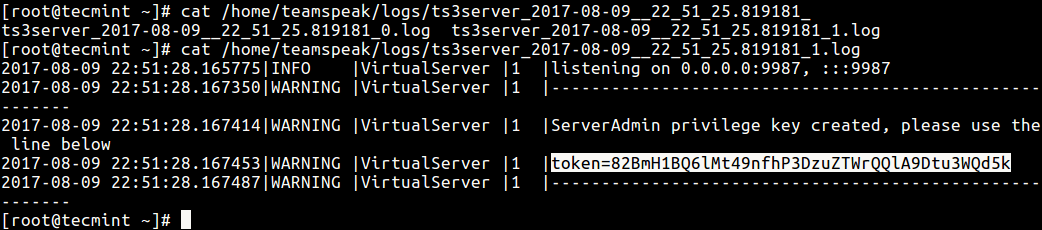  Token del servidor TeamSpeak 