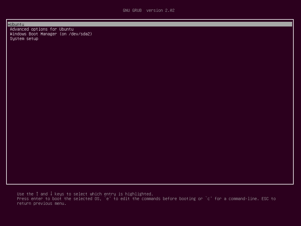 Ubuntu Boot Grub Menu