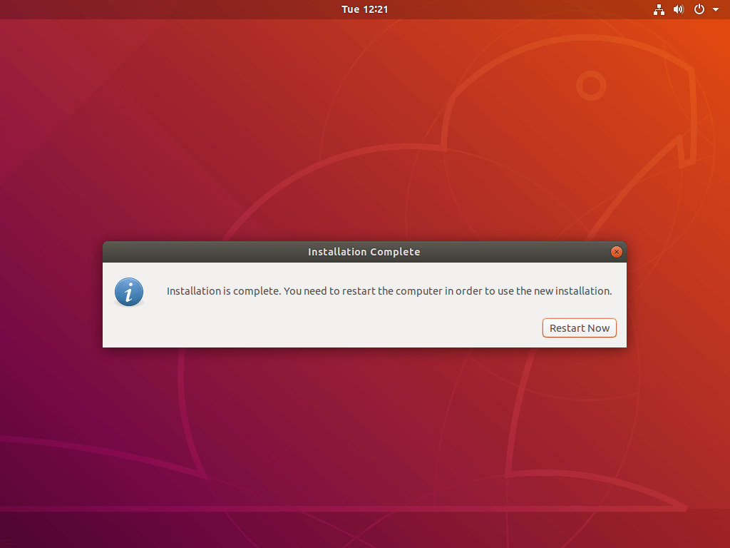Ubuntu Installation Finishes