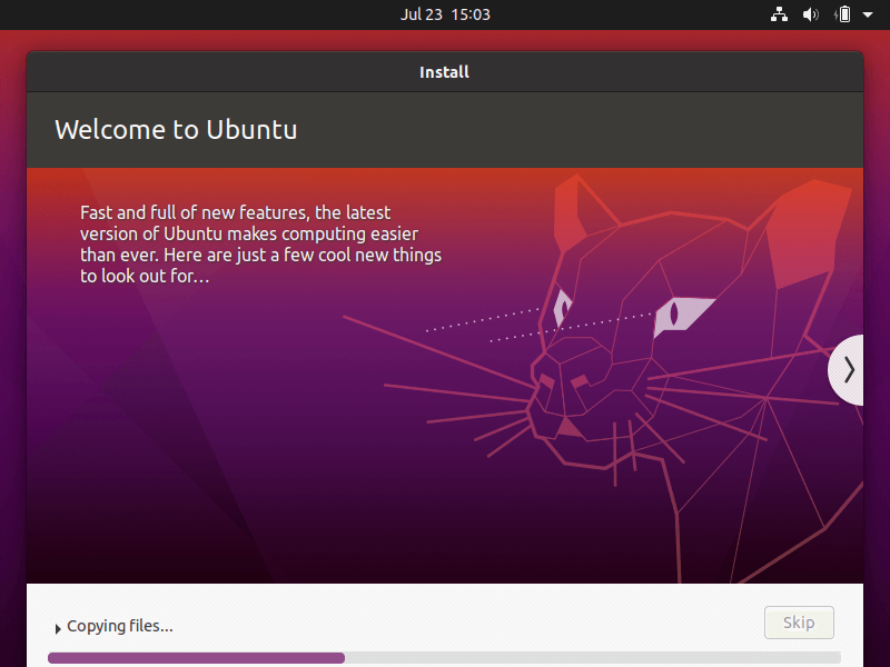  Progreso de la instalación de Ubuntu 