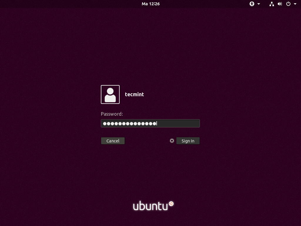 Ubuntu Login Screen