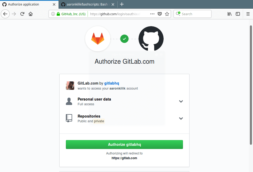 Authorize Github to Gitlab Repository