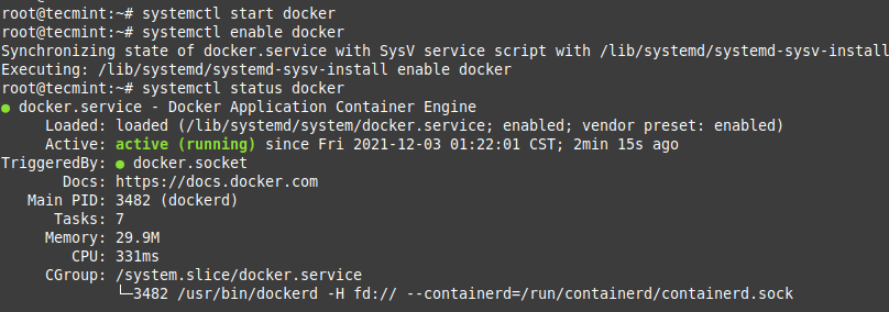 Verifique o status do Docker no Linux