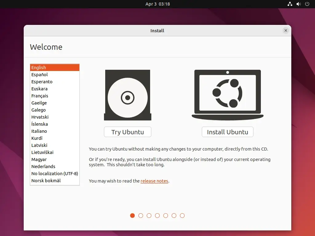 Choose Install Ubuntu