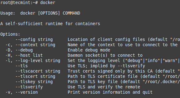 Ajuda sobre uso de comandos do Docker