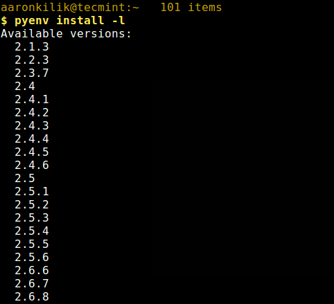 List Multiple Python Versions