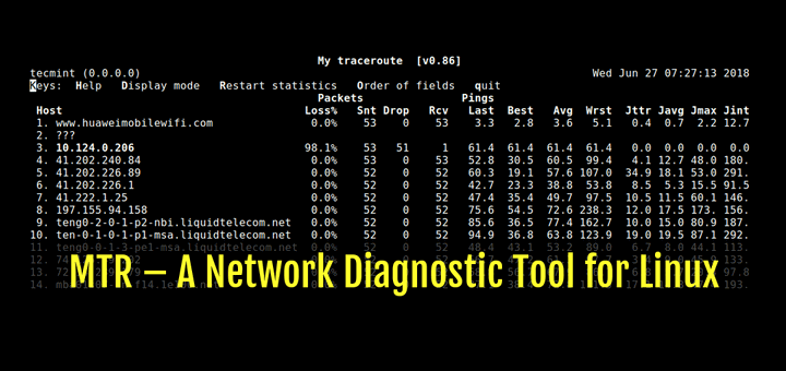 MTR – A Network Diagnostic Tool for Linux