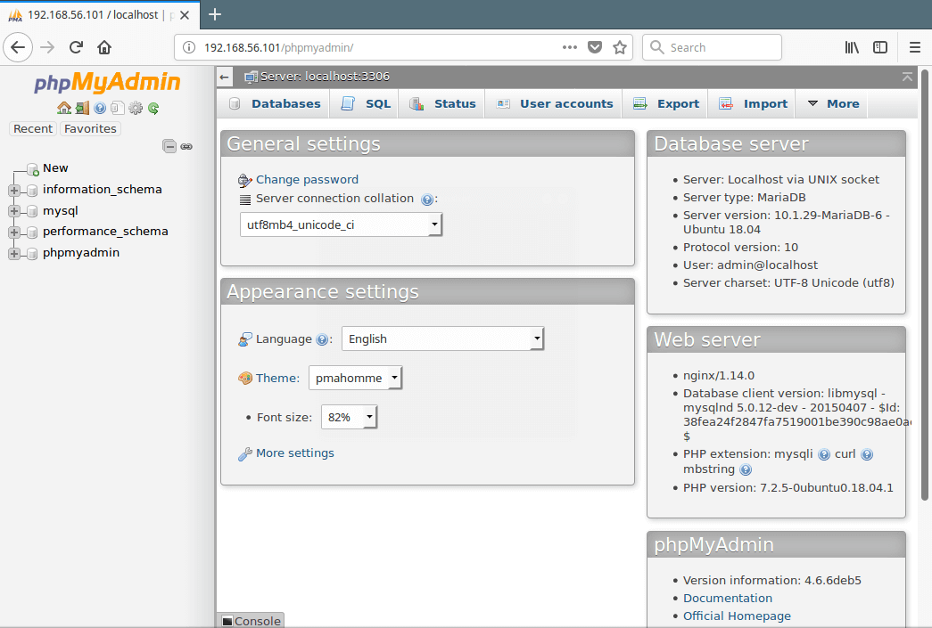 PhpMyAdmin MySQL Database Administration