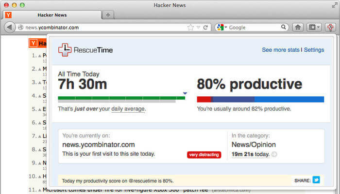 RescueTime - Time Tracker for Firefox