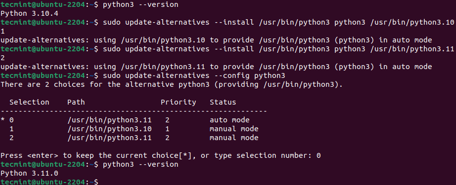 Set Default Python Version in Ubuntu