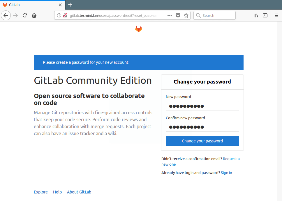 Set GitLab Admin Password