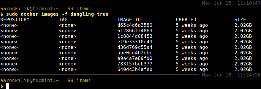 List Dangling Docker Images