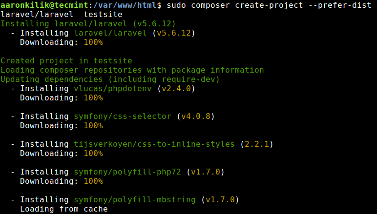 Install Laravel in CentOS