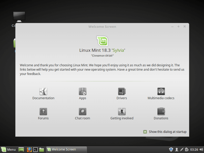 Linux Mint 18.3 Running