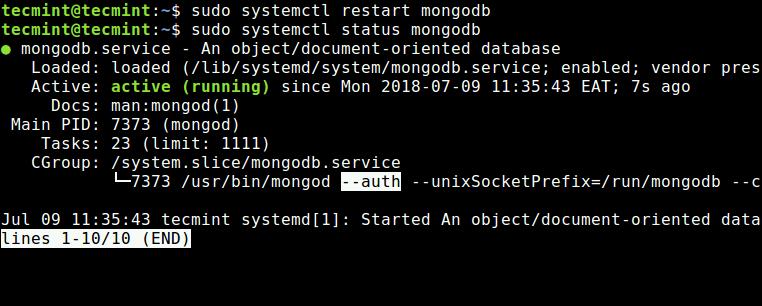 Verify MongoDB Authentication