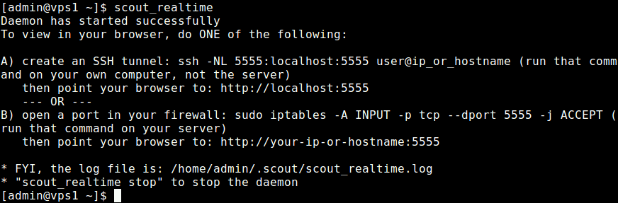 Start Scout Realtime on Server