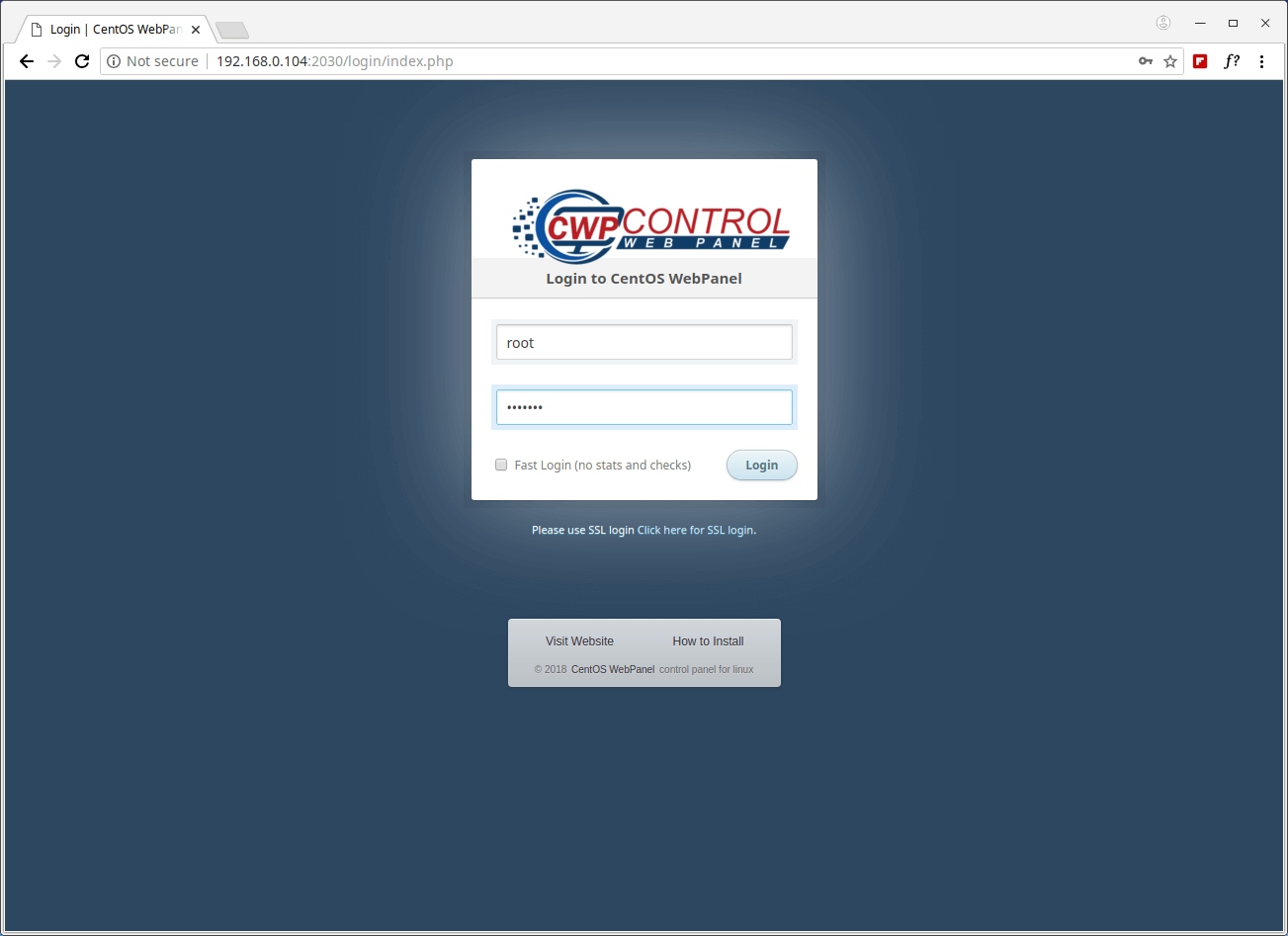 CentOS Web Panel Admin Login