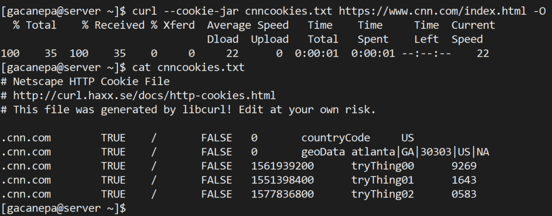 Curl Store Website Cookies