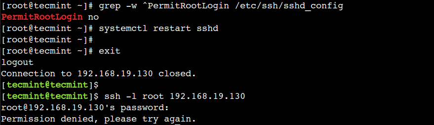 Disable SSH Root Login
