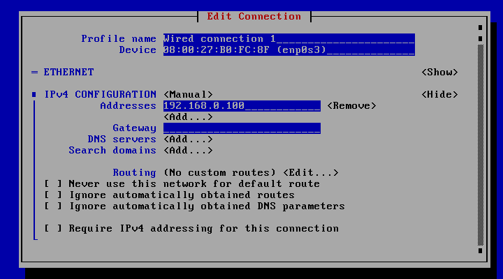 Stellen Sie die statische IP-Adresse in CentOS 7 ein