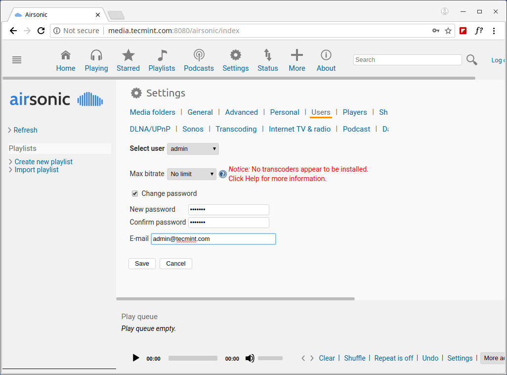 AirSonic Admin Password