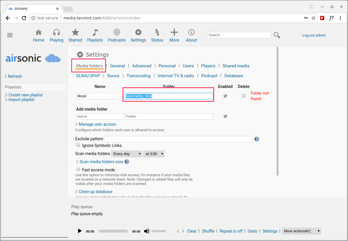 AirSonic Set Media Folder