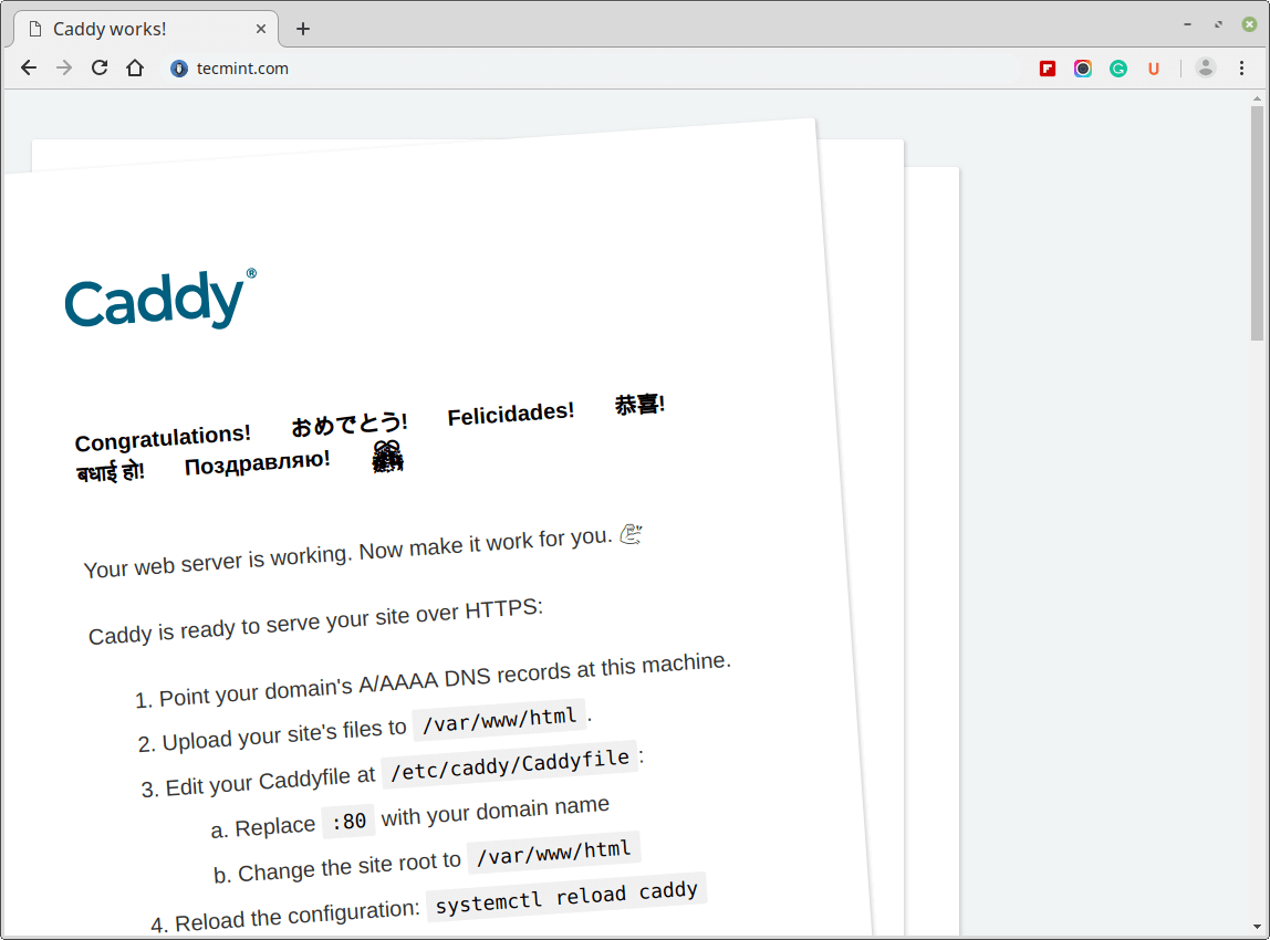 Caddy Web Server