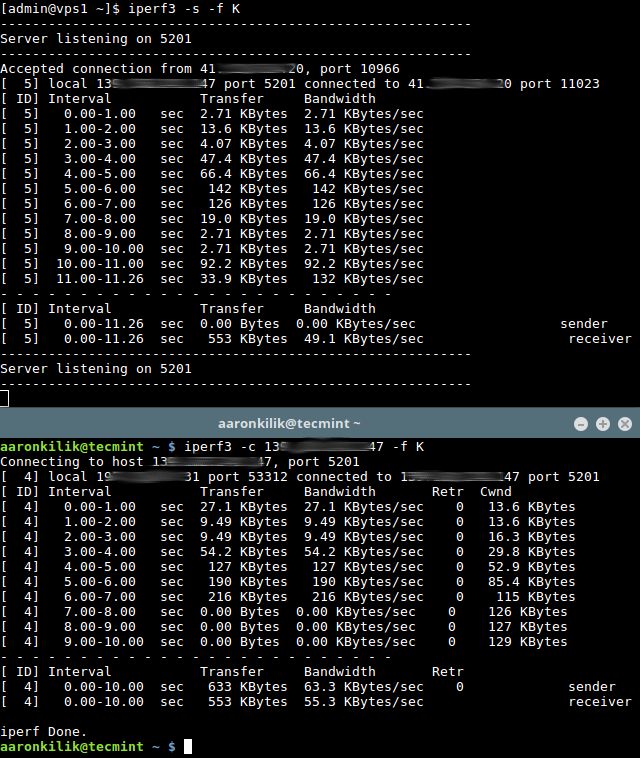 Testen Sie den Netzwerkdurchsatz zwischen Servern