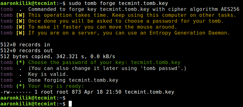 Create a New Tomb Key File