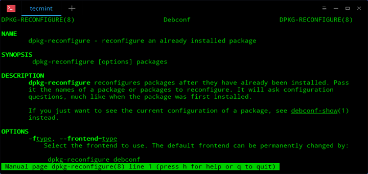 Dpkg-reconfigure Package in Ubuntu