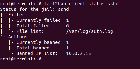 Überprüfen Sie den Fail2ban-SSH-Status