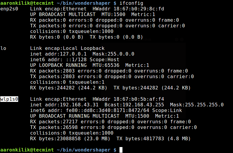 Überprüfen Sie die Netzwerkschnittstellen unter Linux