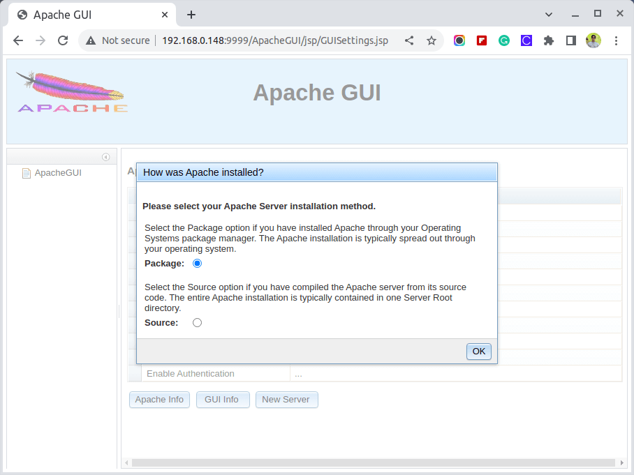 Choose Apache Server Installation
