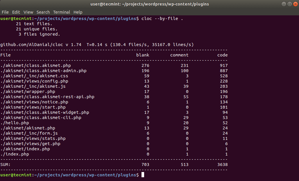 Count Lines on Multiple Files